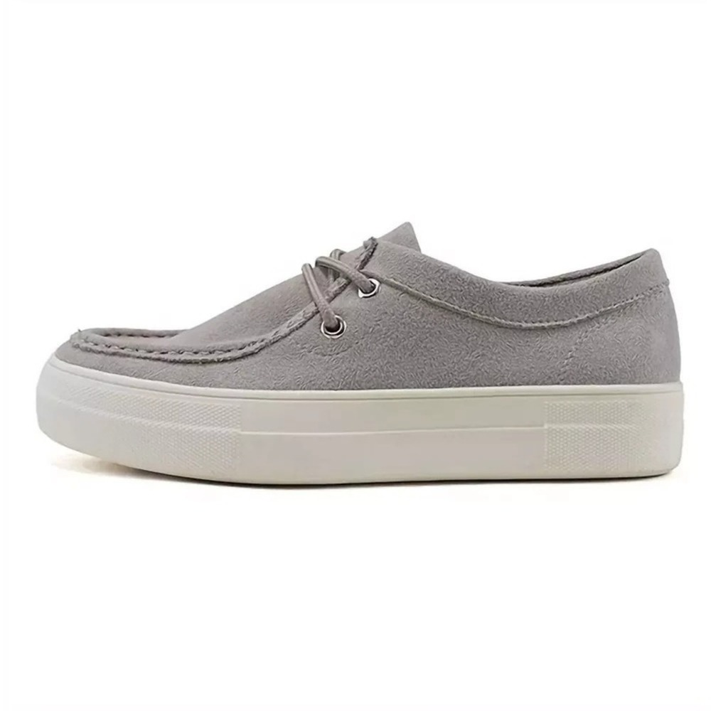 Women's Slip-On Sneakers Faux Suede Gray Casual Comfort Size 7